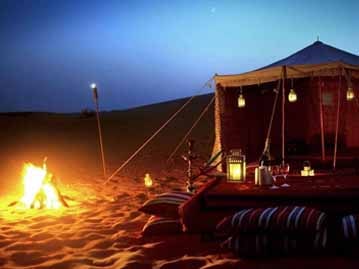 Overnight Camp with Fire Point at Overnight Desert Safari Tour
