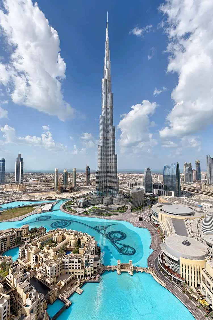 Ariel View of Burj Khalifa and Surrounding Buildings of Dubai