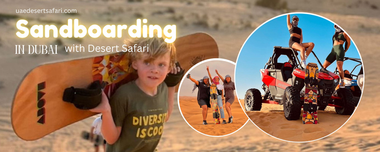 Kids Sandboarding in Dubai Desert