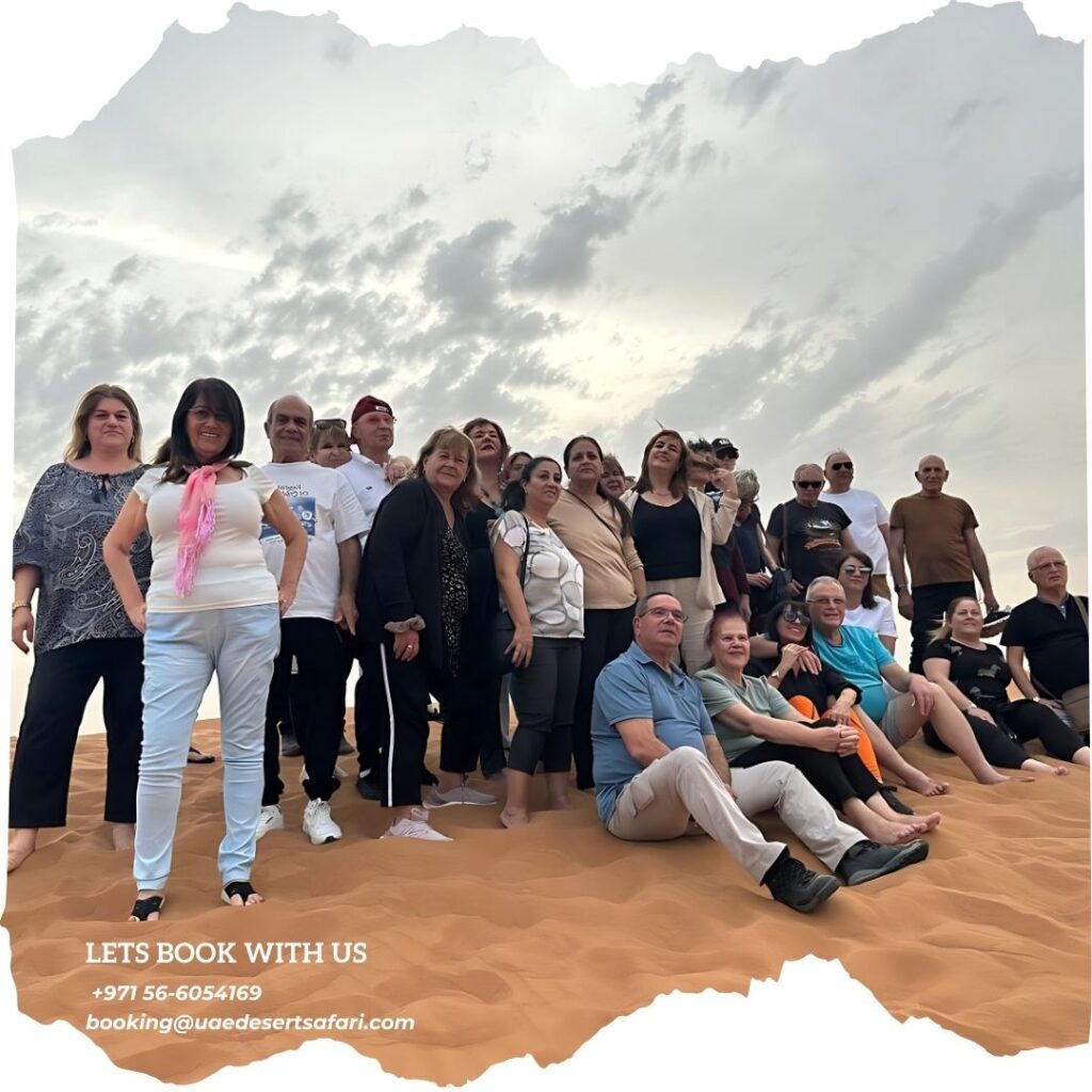 Evening Desert Safari Dubai Tour - Tourist Group Photography at Dunes