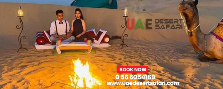 private desert setup with romantic candlelight