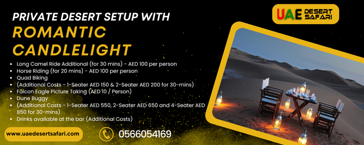 private desert setup with romantic candlelight